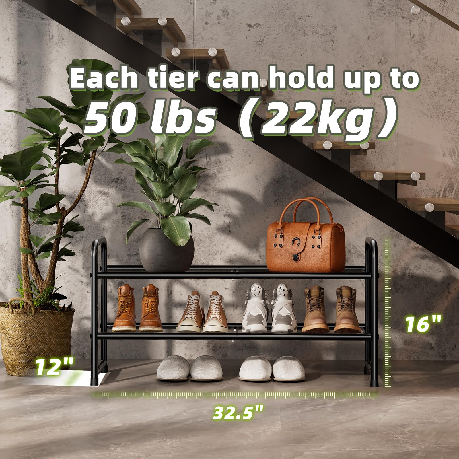 Amazon｜SUFAUY 2段メッシュシューズラック クローゼットメタル 幅33